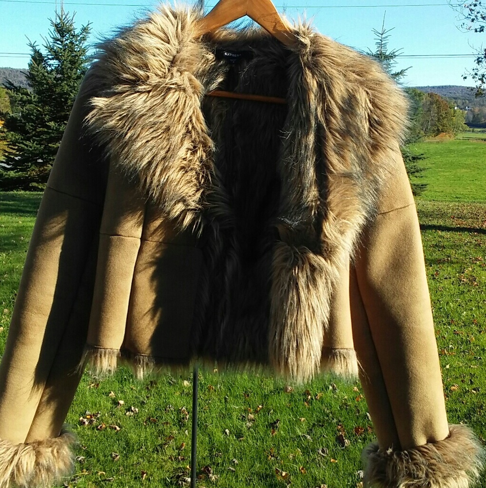 Express fur lined coat size 4